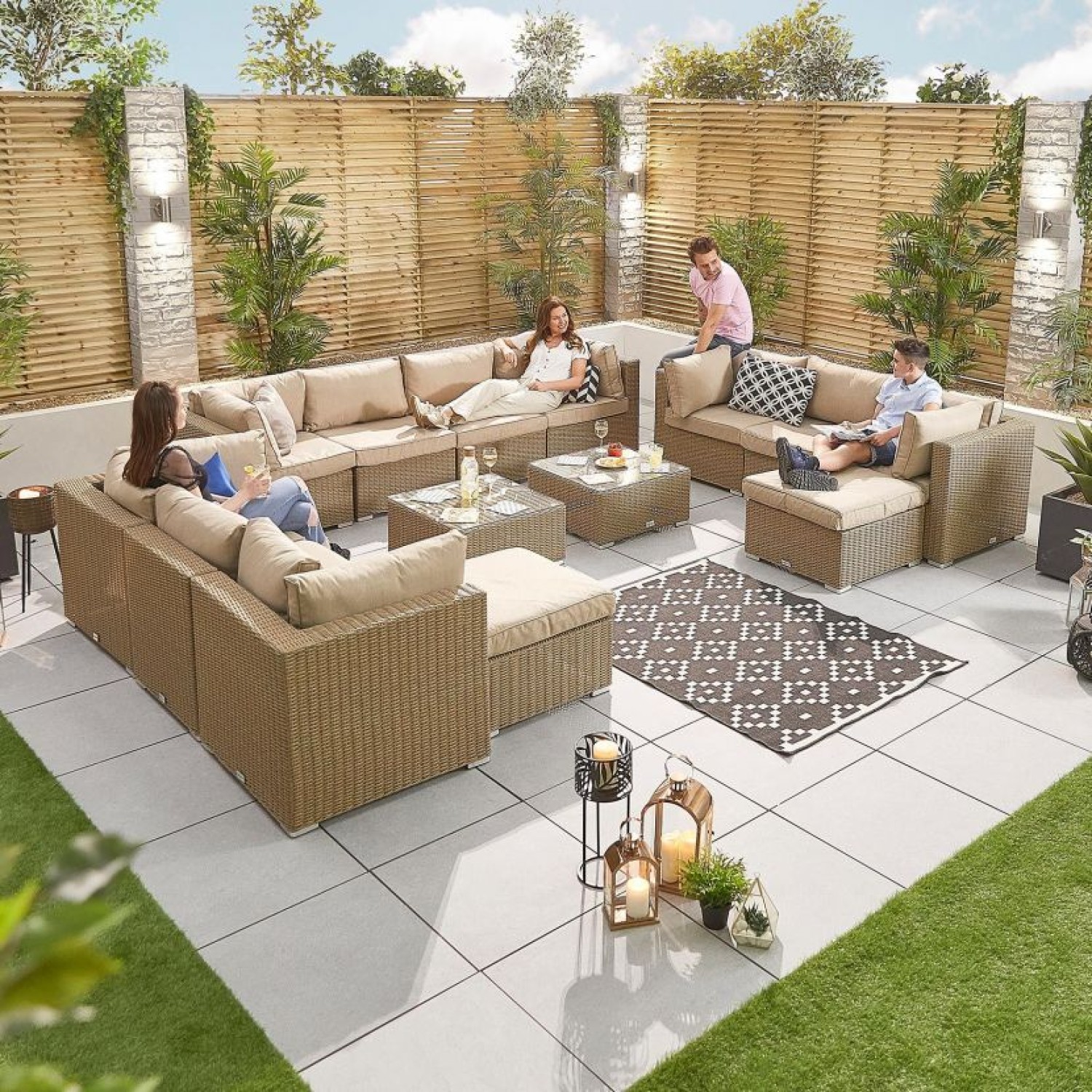 Nova Garden Furniture Chelsea Willow Rattan 4A Corner Sofa Set with Coffee Table Oak Furniture House